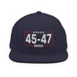 Trump 45-47 MAGA Embroidered Flat Bill Brim Snapback Hat - Navy