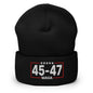 Trump 45-47 MAGA Embroidered Knit Cuffed Beanie - Black