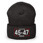 Trump 45-47 MAGA Embroidered Knit Cuffed Beanie - Dark Grey