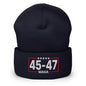 Trump 45-47 MAGA Embroidered Knit Cuffed Beanie - Navy