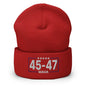 Trump 45-47 MAGA Embroidered Knit Cuffed Beanie - Red