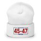 Trump 45-47 MAGA Embroidered Knit Cuffed Beanie - White