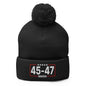 Trump 45-47 MAGA Embroidered Knit Pom Beanie - Black