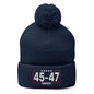 Trump 45-47 MAGA Embroidered Knit Pom Beanie - Navy
