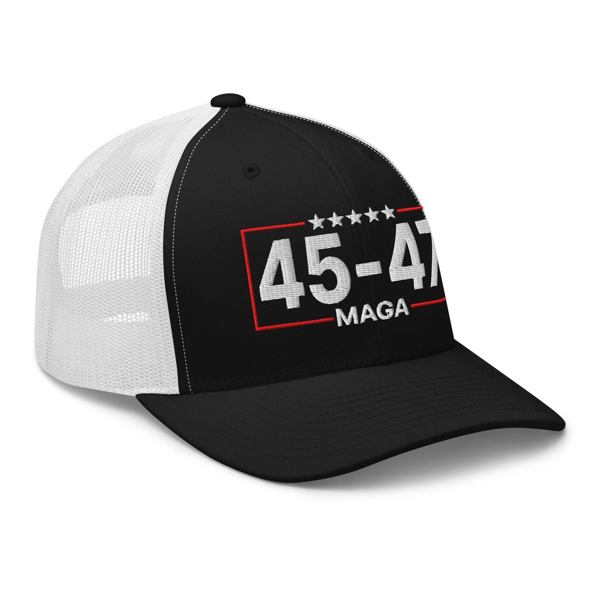Trump 45-47 MAGA Embroidered Mesh Trucker Hat