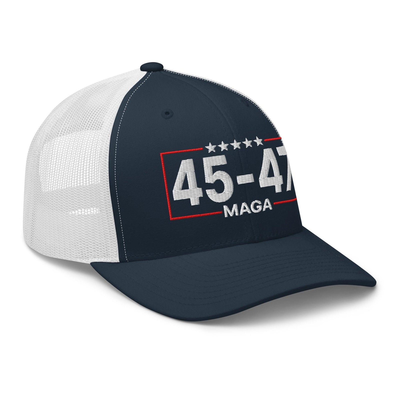 Trump 45-47 MAGA Embroidered Mesh Trucker Hat
