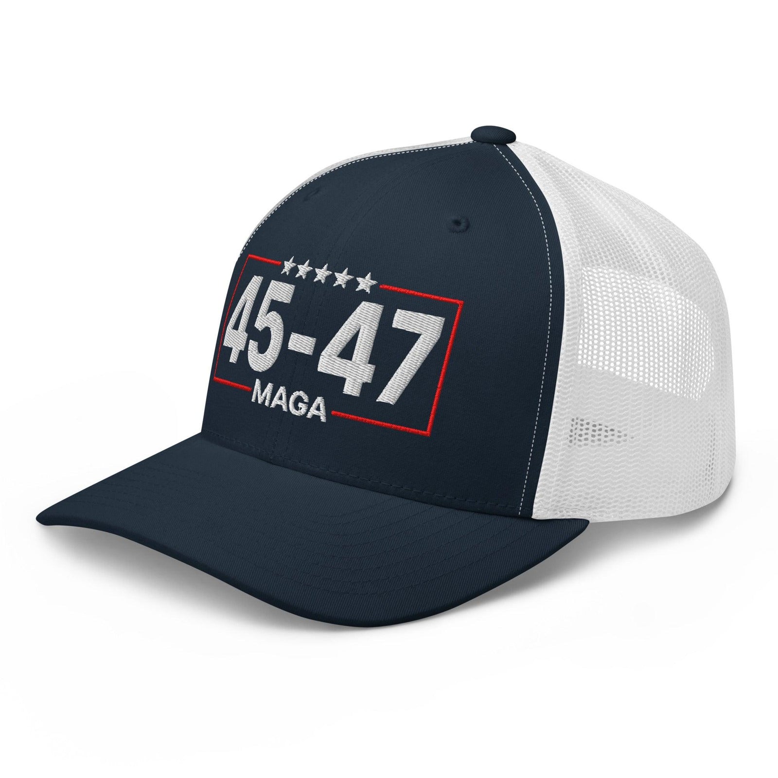 Trump 45-47 MAGA Embroidered Mesh Trucker Hat