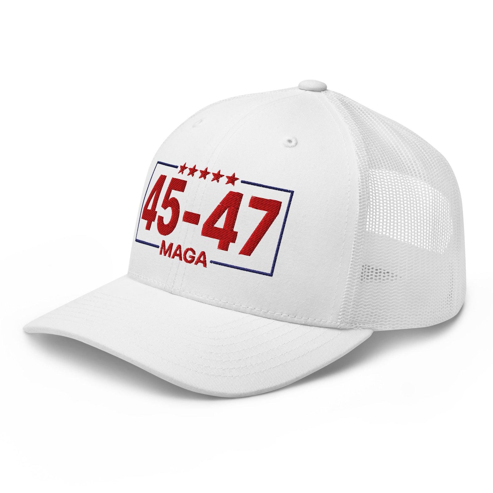 Trump 45-47 MAGA Embroidered Mesh Trucker Hat
