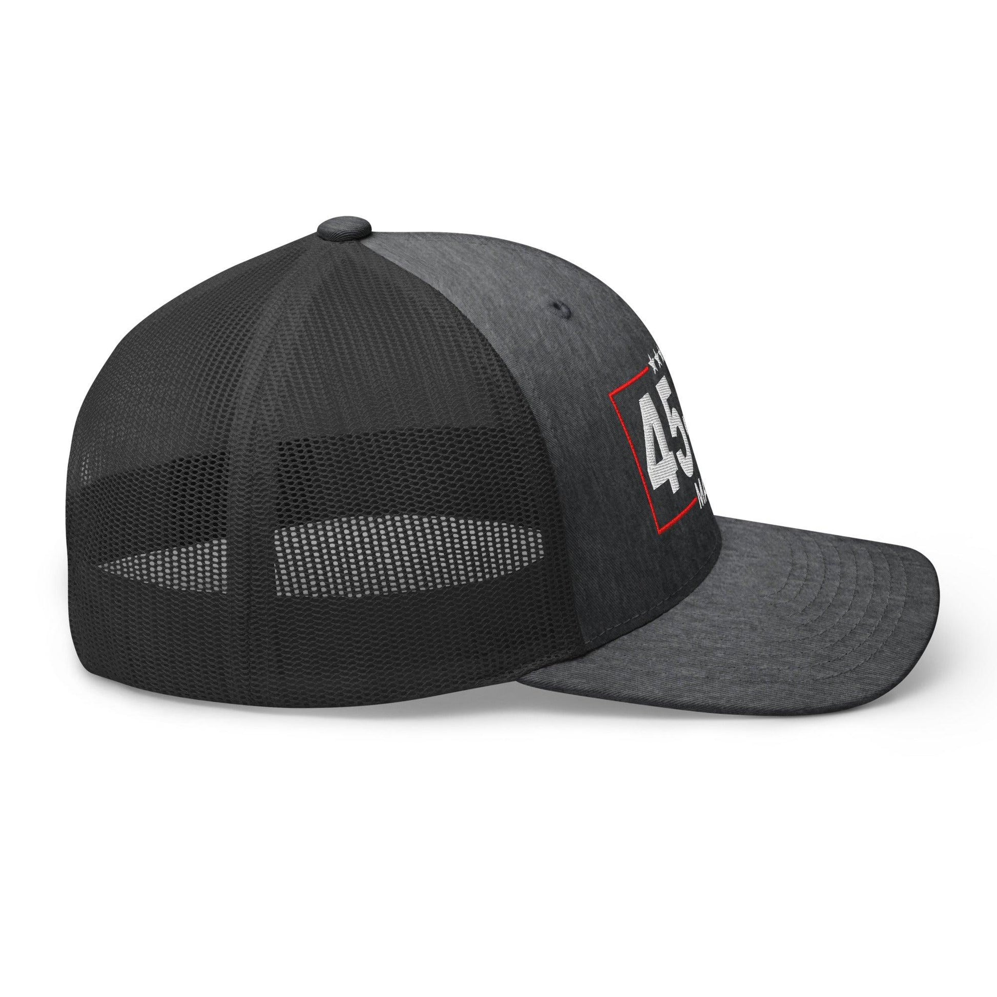 Trump 45-47 MAGA Embroidered Mesh Trucker Hat