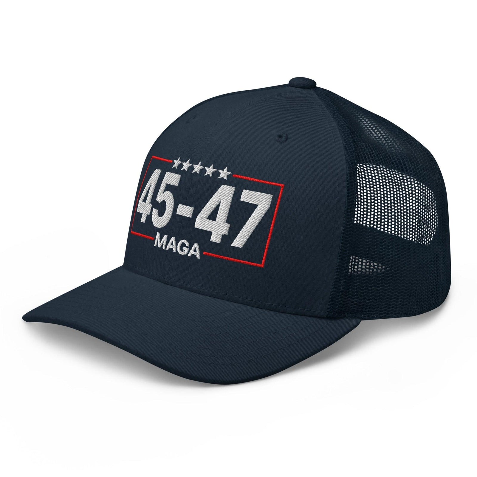 Trump 45-47 MAGA Embroidered Mesh Trucker Hat