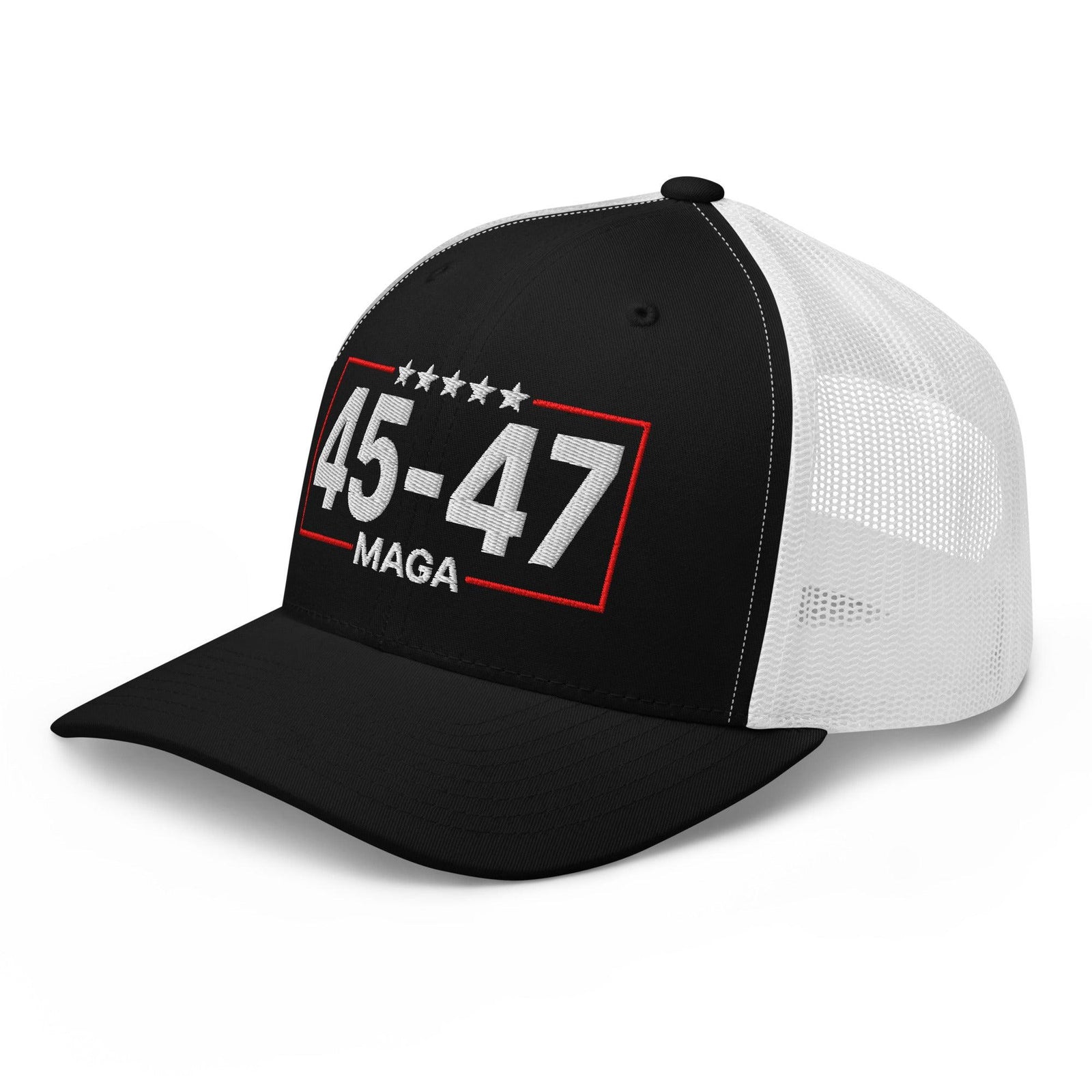 Trump 45-47 MAGA Embroidered Mesh Trucker Hat