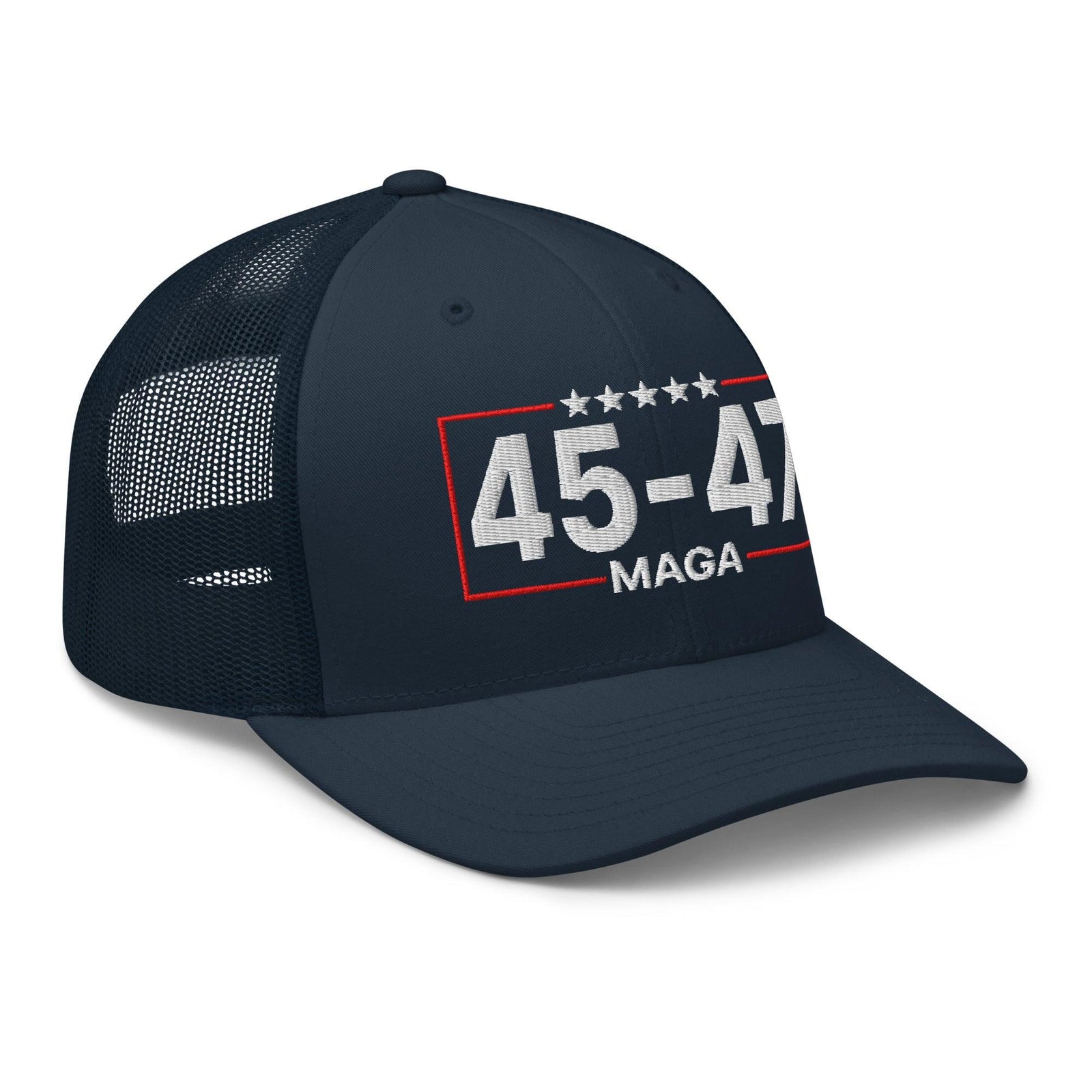 Trump 45-47 MAGA Embroidered Mesh Trucker Hat