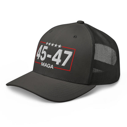 Trump 45-47 MAGA Embroidered Mesh Trucker Hat