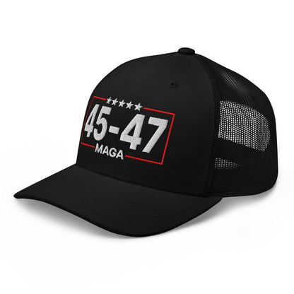 Trump 45-47 MAGA Embroidered Mesh Trucker Hat