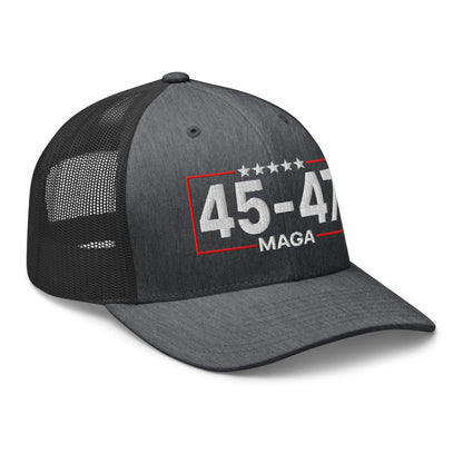 Trump 45-47 MAGA Embroidered Mesh Trucker Hat