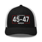 Trump 45-47 MAGA Embroidered Mesh Trucker Hat - Black/ White
