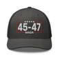 Trump 45-47 MAGA Embroidered Mesh Trucker Hat - Charcoal