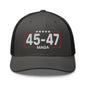 Trump 45-47 MAGA Embroidered Mesh Trucker Hat - Charcoal/ Black