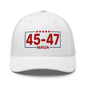 Trump 45-47 MAGA Embroidered Mesh Trucker Hat - White