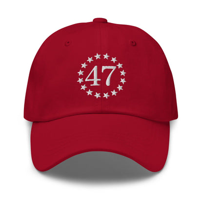Trump 47 Embroidered Dad Hat - Cranberry