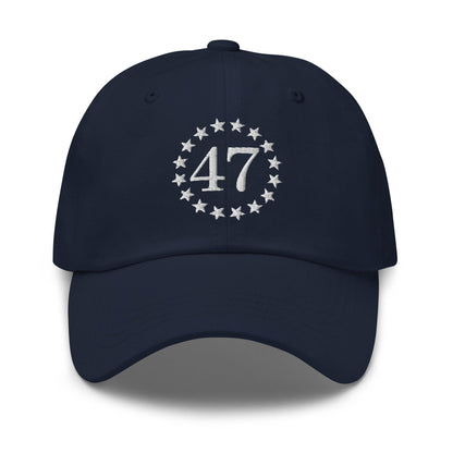 Trump 47 Embroidered Dad Hat - Navy