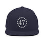Trump 47 Embroidered Flat Bill Brim Snapback Hat - Navy