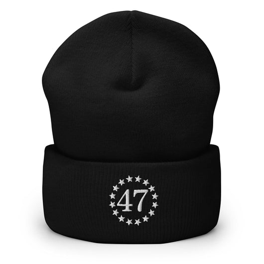 Trump 47 Embroidered Knit Cuffed Beanie - Black