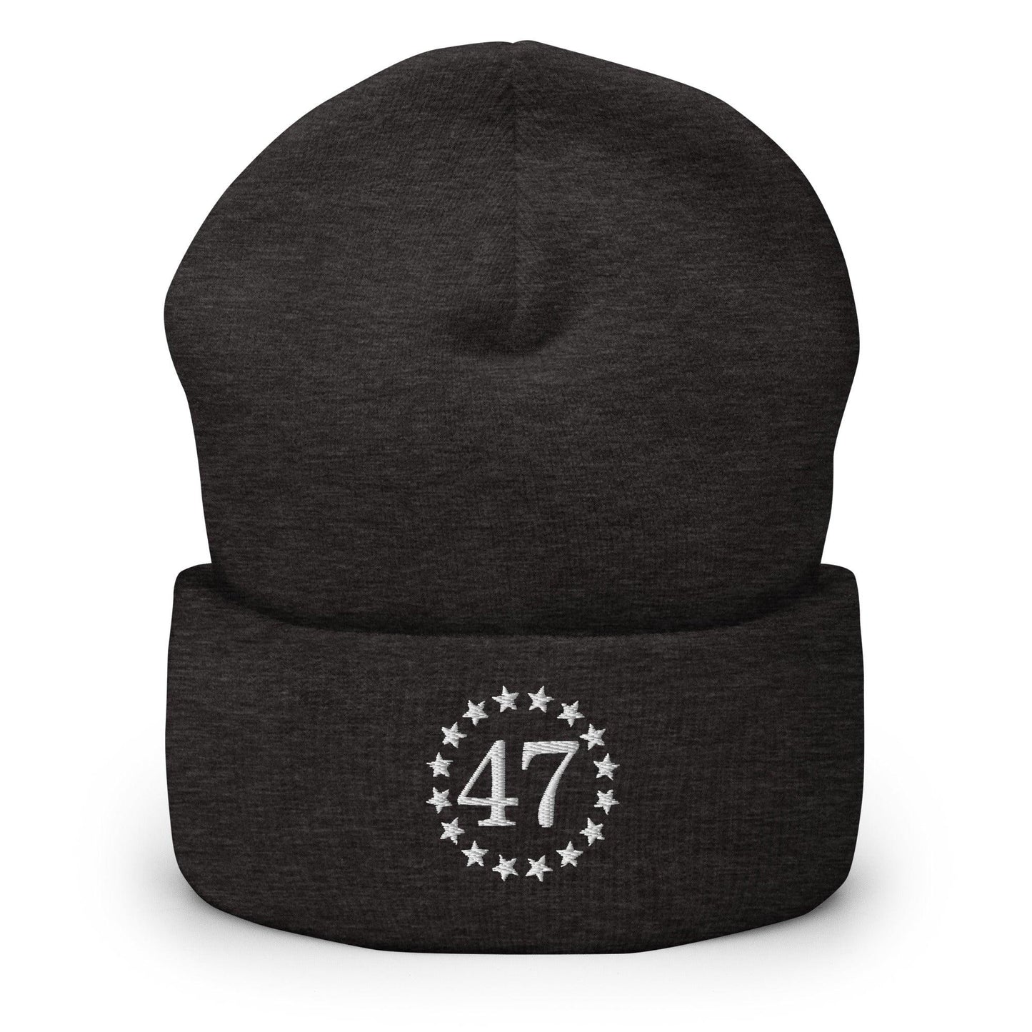 Trump 47 Embroidered Knit Cuffed Beanie - Dark Grey