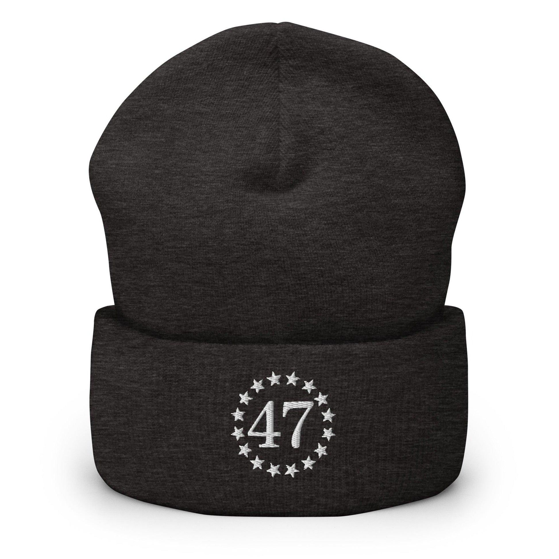 Trump 47 Embroidered Knit Cuffed Beanie - Dark Grey