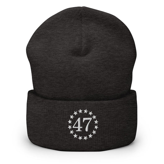 Trump 47 Embroidered Knit Cuffed Beanie - Dark Grey