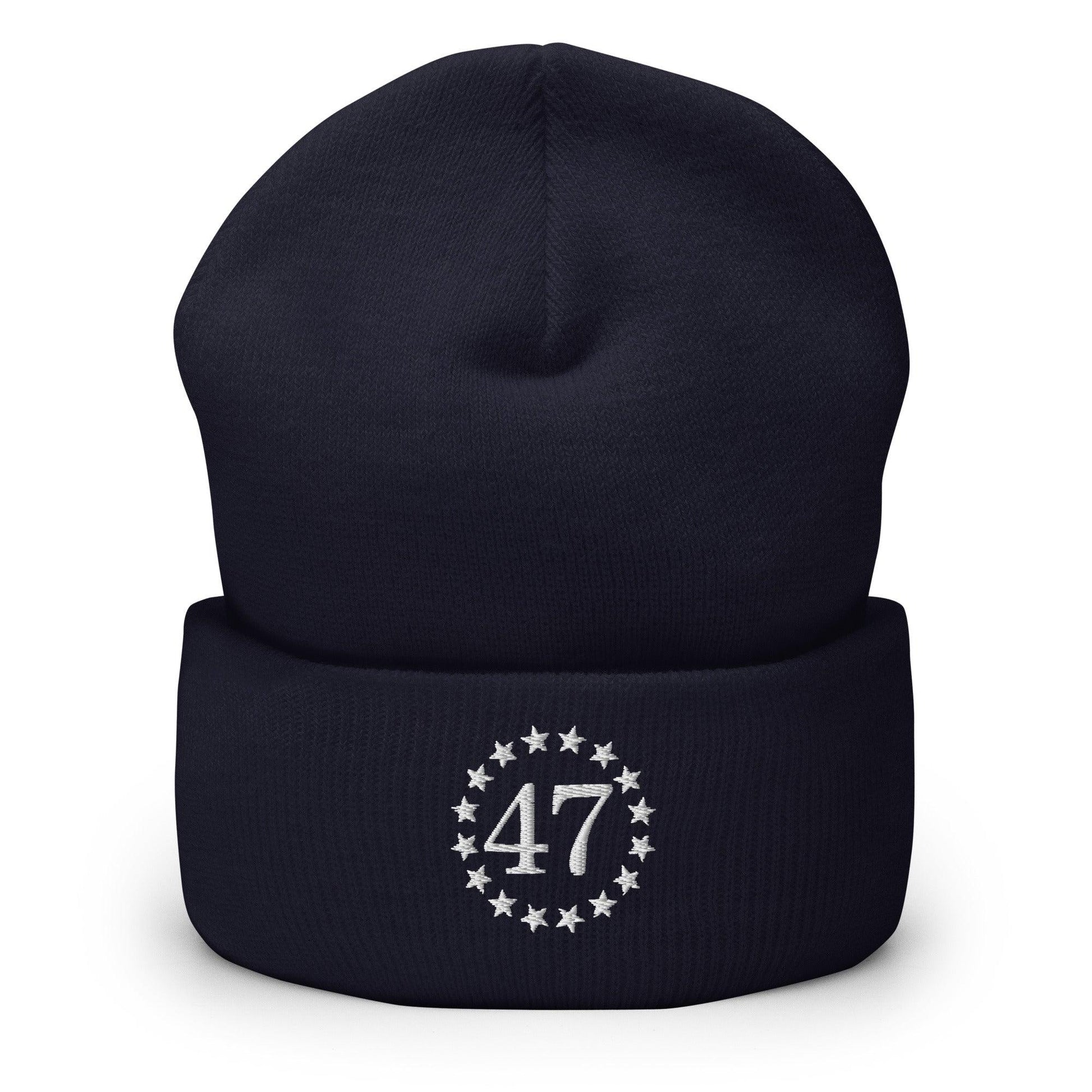 Trump 47 Embroidered Knit Cuffed Beanie - Navy