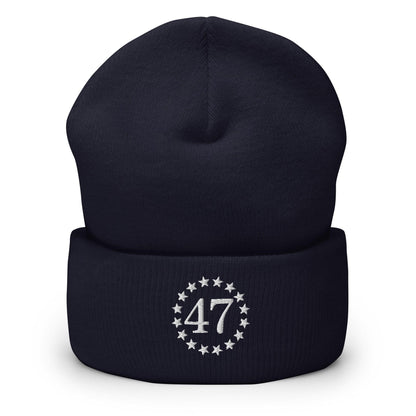Trump 47 Embroidered Knit Cuffed Beanie - Navy