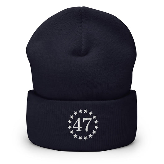 Trump 47 Embroidered Knit Cuffed Beanie - Navy