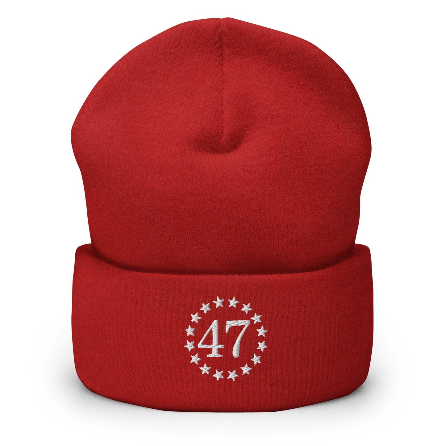 Trump 47 Embroidered Knit Cuffed Beanie - Red