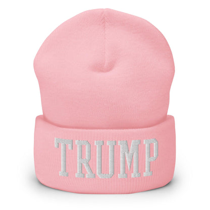 Trump Embroidered Knit Cuffed Beanie - Baby Pink