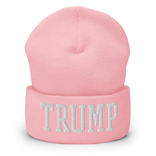 Trump Embroidered Knit Cuffed Beanie - Baby Pink