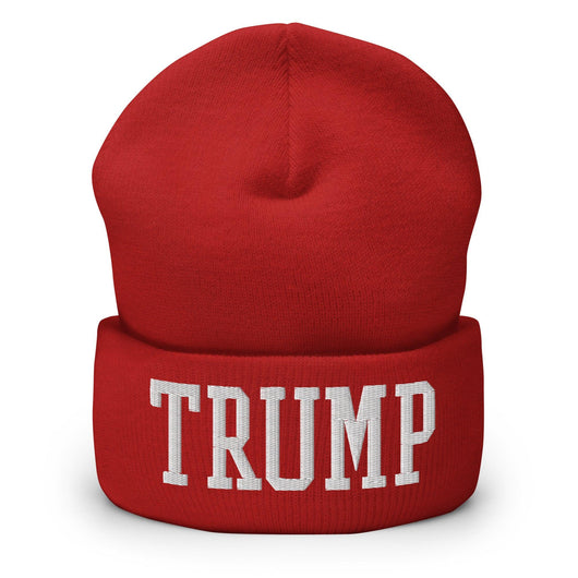 Trump Embroidered Knit Cuffed Beanie - Red