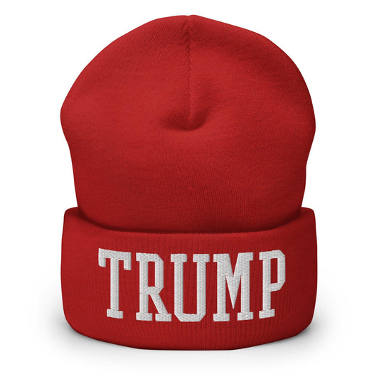 Trump Embroidered Knit Cuffed Beanie - Red