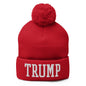 Trump Embroidered Knit Pom Beanie - Red