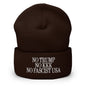 No Trump KKK Fascist USA Embroidered Cuffed Knit Beanie - Brown