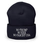 No Trump KKK Fascist USA Embroidered Cuffed Knit Beanie - Navy