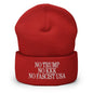 No Trump KKK Fascist USA Embroidered Cuffed Knit Beanie - Red