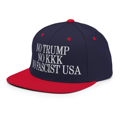 No Trump KKK Fascist USA Embroidered Flat Brim Bill Snapback Hat