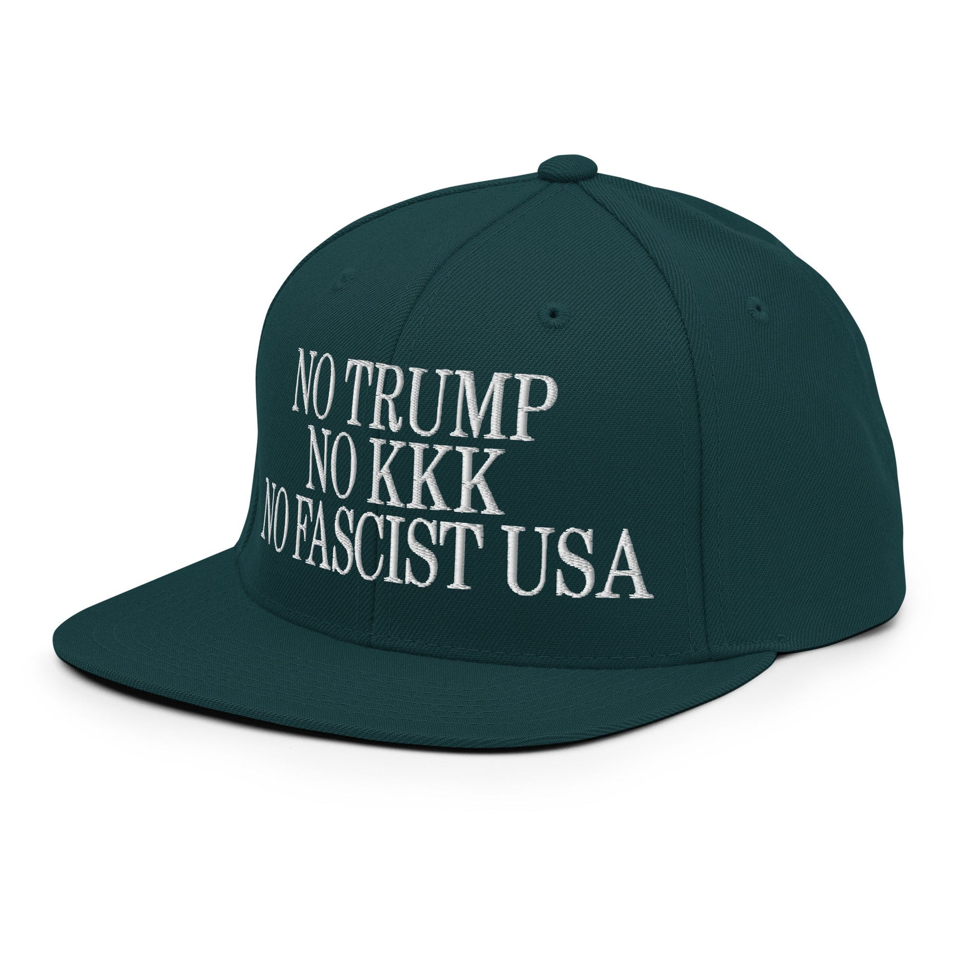 No Trump KKK Fascist USA Embroidered Flat Brim Bill Snapback Hat