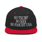 No Trump KKK Fascist USA Embroidered Flat Brim Bill Snapback Hat - Black/ Red