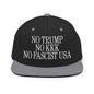 No Trump KKK Fascist USA Embroidered Flat Brim Bill Snapback Hat - Black/ Silver