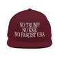 No Trump KKK Fascist USA Embroidered Flat Brim Bill Snapback Hat - Maroon