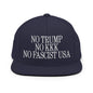 No Trump KKK Fascist USA Embroidered Flat Brim Bill Snapback Hat - Navy