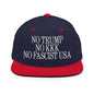 No Trump KKK Fascist USA Embroidered Flat Brim Bill Snapback Hat - Navy/ Red
