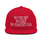 No Trump KKK Fascist USA Embroidered Flat Brim Bill Snapback Hat - Red